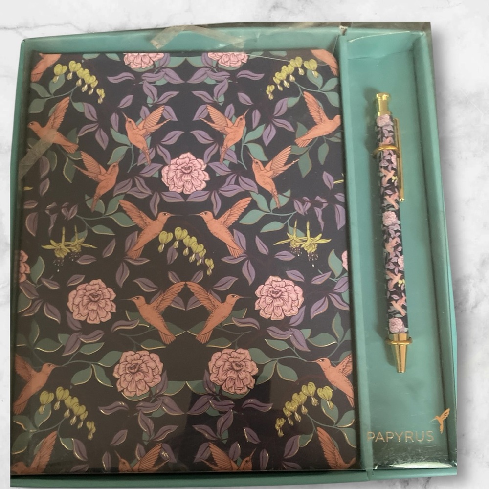 Papyrus Hummingbird and Floral Notebook Journal  with Pen